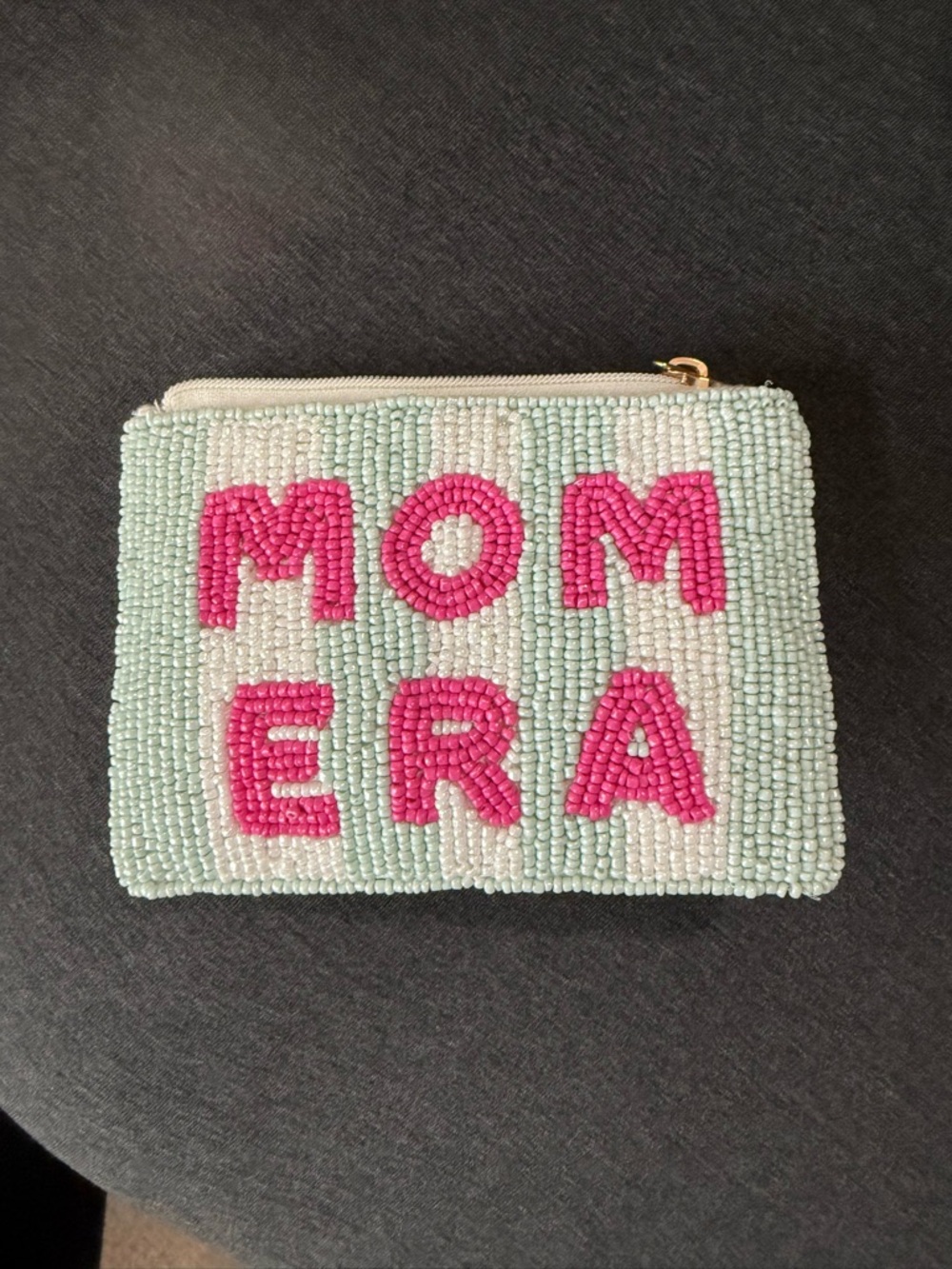 a new day Pink Beaded "MOM ERA" Pouch on Mint